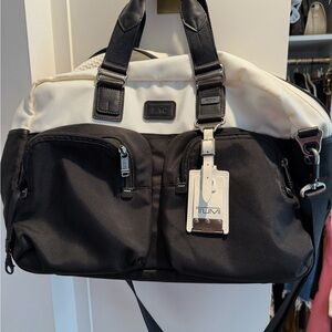 TUMI Black and White Duffel Bag